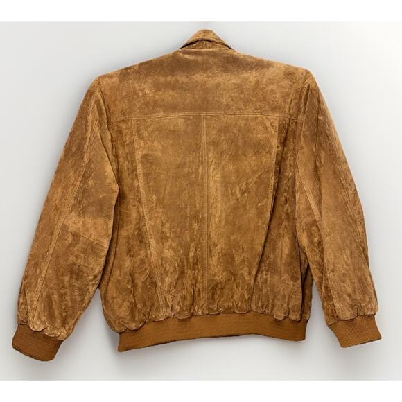 VTG Norm Thompson XXL 2X Tan Brown Suede Leather Quilt Lined Jacket Bomber Zip - Picture 2 of 10